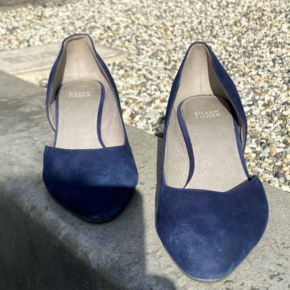 Beautiful Eileen Fisher Blue Suede Shoes size 9.5 - Picture 11 of 11